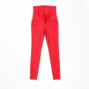 THYME - Maternity Red Stretch Pants | Belly Panel | Comfortable Pregnancy Pants